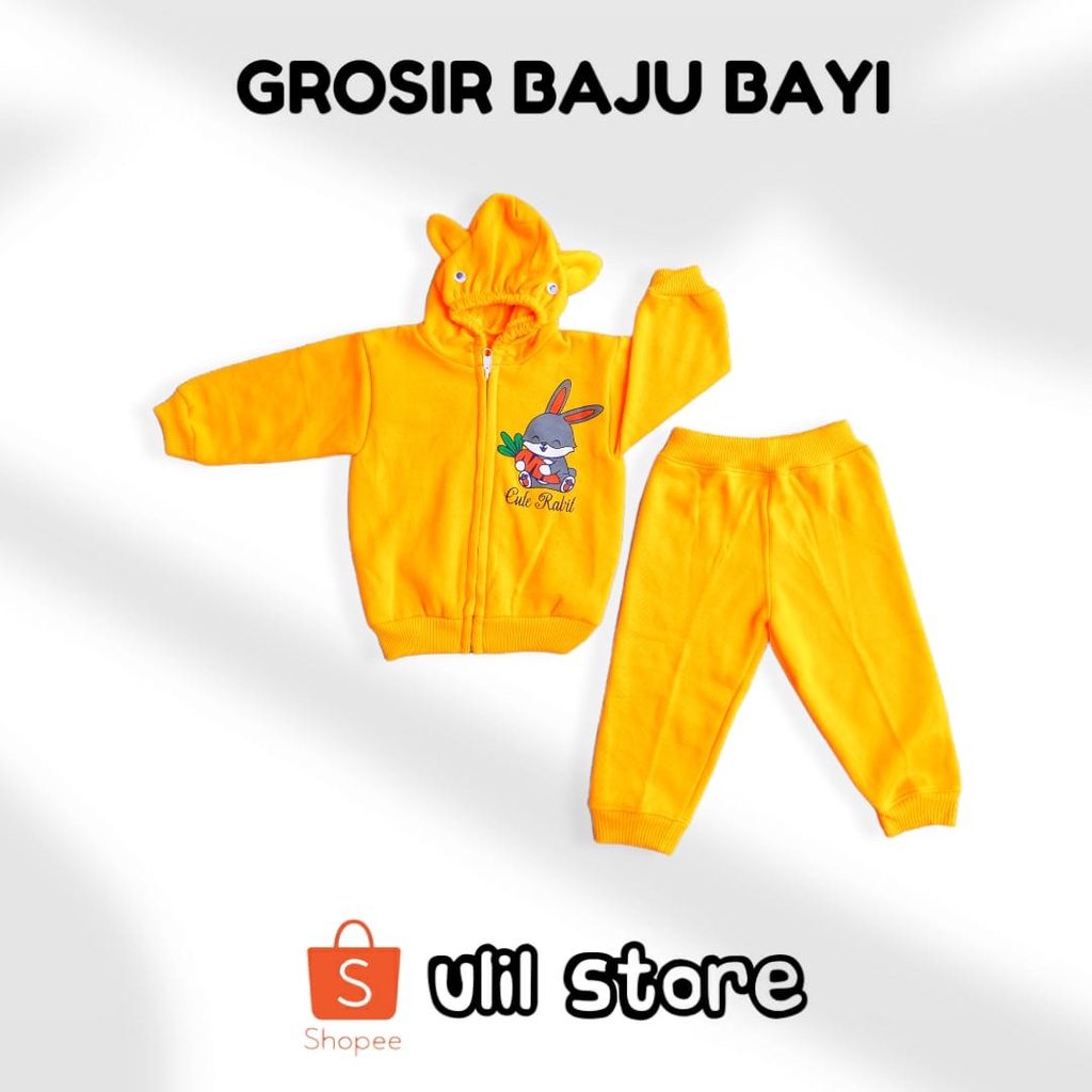 Setelan Jaket Bayi Anak 3 - 18 Bulan, Setelan Sweater Anak CUTE RABBIT, Sweater Bayi Celana Joger-3