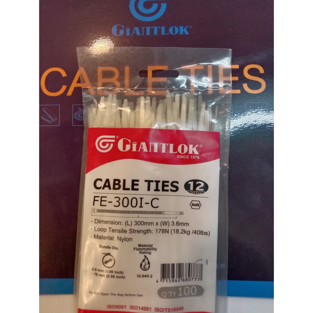 Cable Ties 30cm / Kabel Ties 30cm Merk GIANTLOK - Putih