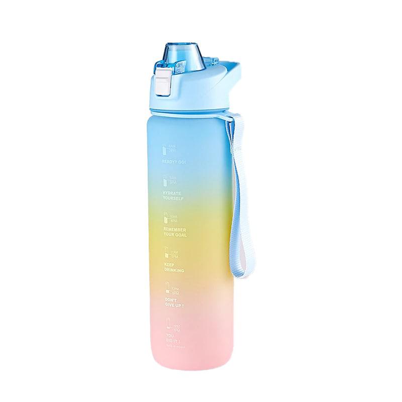 HOKO Botol Minum Tumbler Olahraga Sport Unik FREE Stiker 2D+3D / Botol Motivasi 1000ML / Botol Penanda Gradient Gradasi 1 LITER-4