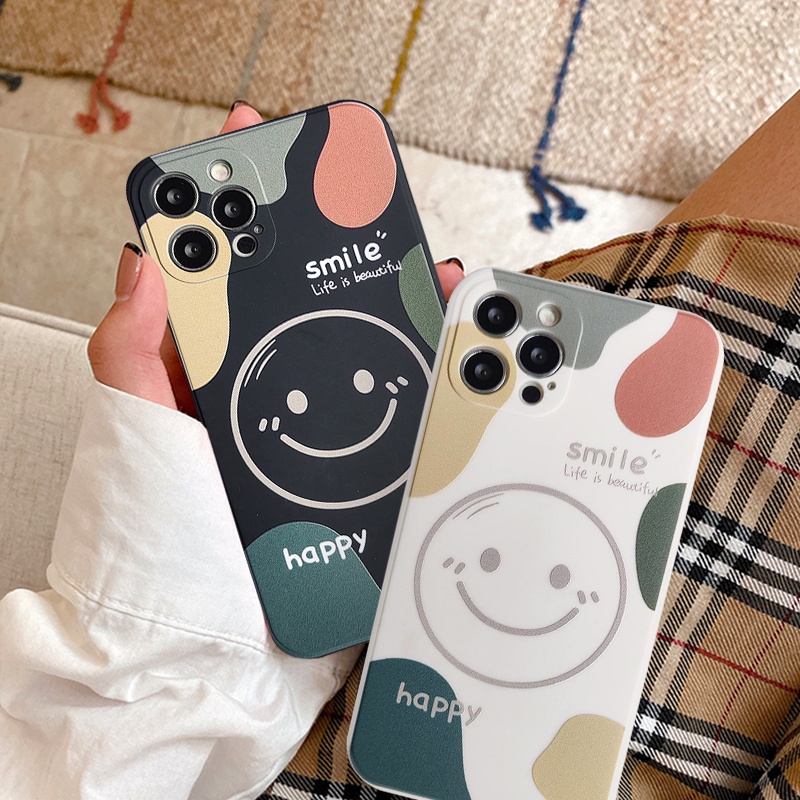 Casing Redmi 12C 10C A1 10 9A 9 9T 9C NFC POCO X5 F4 M4 M3 X3 NFC Pro Note11 Pro 9 Note12 8 10 10Pro 10S 12 Lite Angin Dingin Kubus Lurus Happy Smile Art Line Soft Phone Ungu Sarung