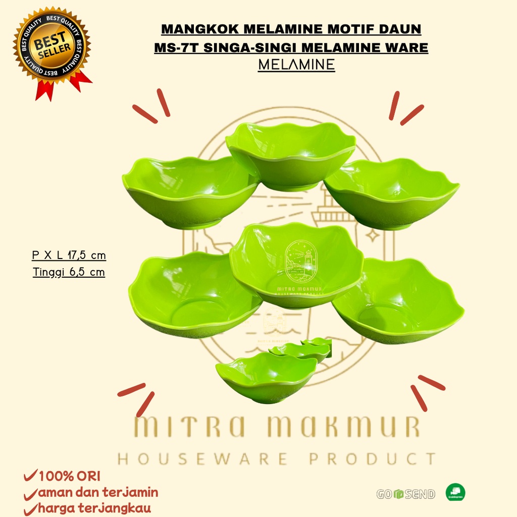 NEW!! MANGKOK MELAMINE MOTIF DAUN MS-7T SINGA-SINGI MELAMINE WARE @1PC