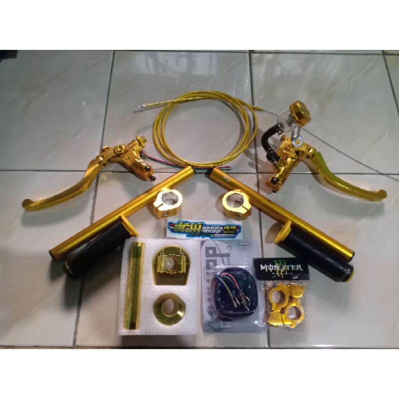 paketan stang jepit 15 Drajat kumplit Vixion ninja r rr satria Fu cb150 dll