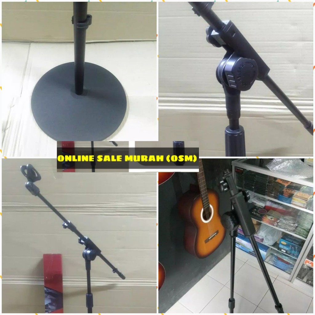 Original stand mic kaki BULAT karaoke holder BUNDAR mik TABLE tempat MICROPHONE gantungan mikrophone studio sound pro audio peganganTRIPOT asli EZT  STAND MIC KAKI BULAT  tinggi max 150- 180 cm bisa di atur sesuai ketinggian ke depan bisa 50 cm diameter p