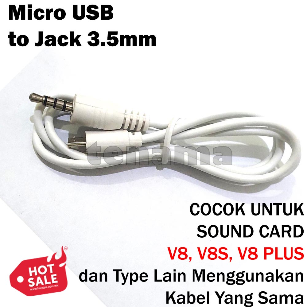 Cable Micro USB to Jack AUX 3.5mm Untuk Sound Card V8 V8s V8 Plus