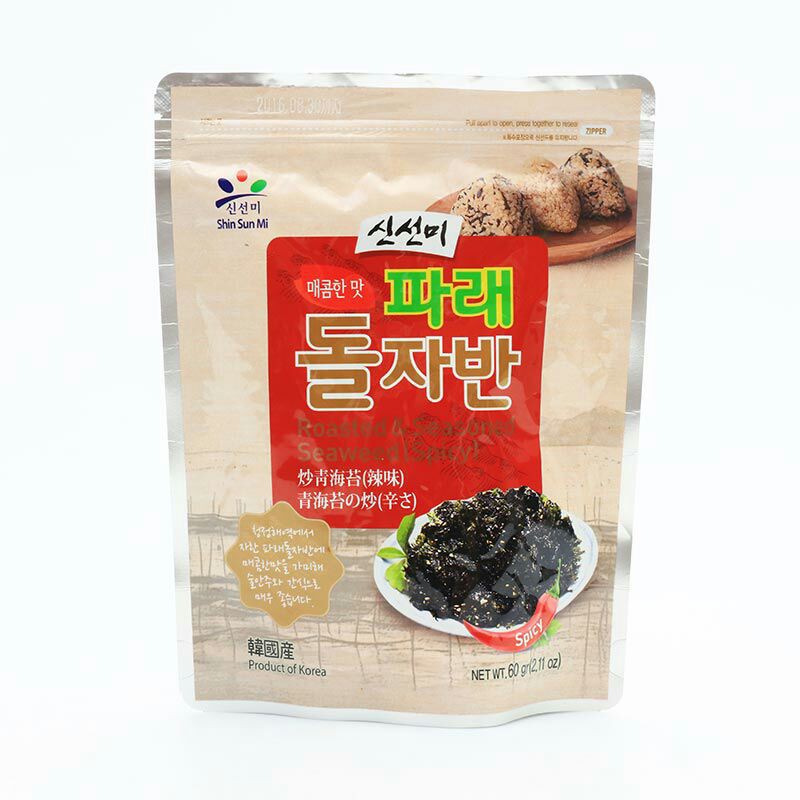 

Shin sun mi nori berbumbu pedas(roasted dan seasoned seaweed spicy) 60GR