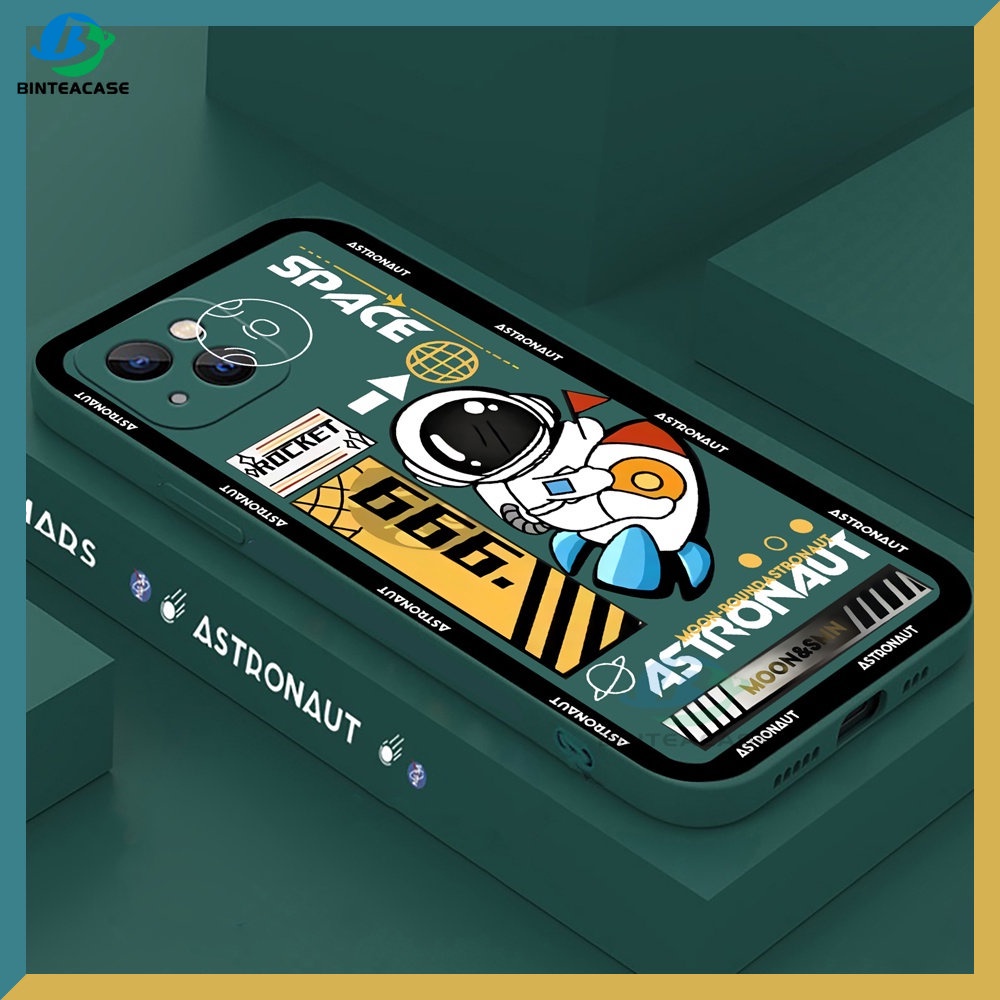 Case Bahan Silikon Motif Astronot Luar Angkasa Untuk IPhone 13 Pro Max 11 12 Xr XS 6 6S 7 8 Plus