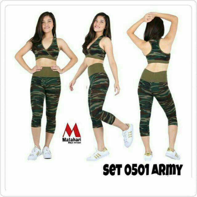 Jual SET Army 0501 / Setelan army / Bra army / Legging army / Baju