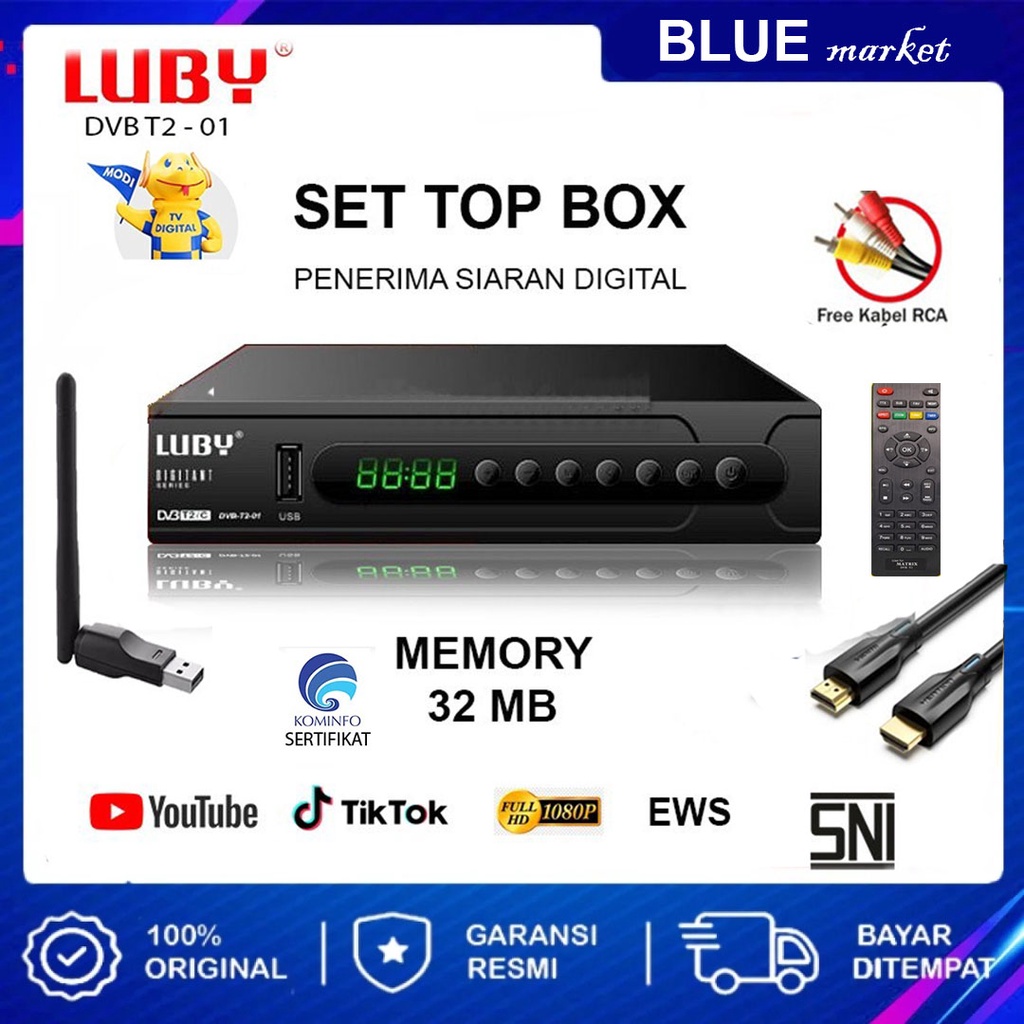 Jual Set Top Box Luby Receiver TV STB Digital DVBT201 Full HD SNI