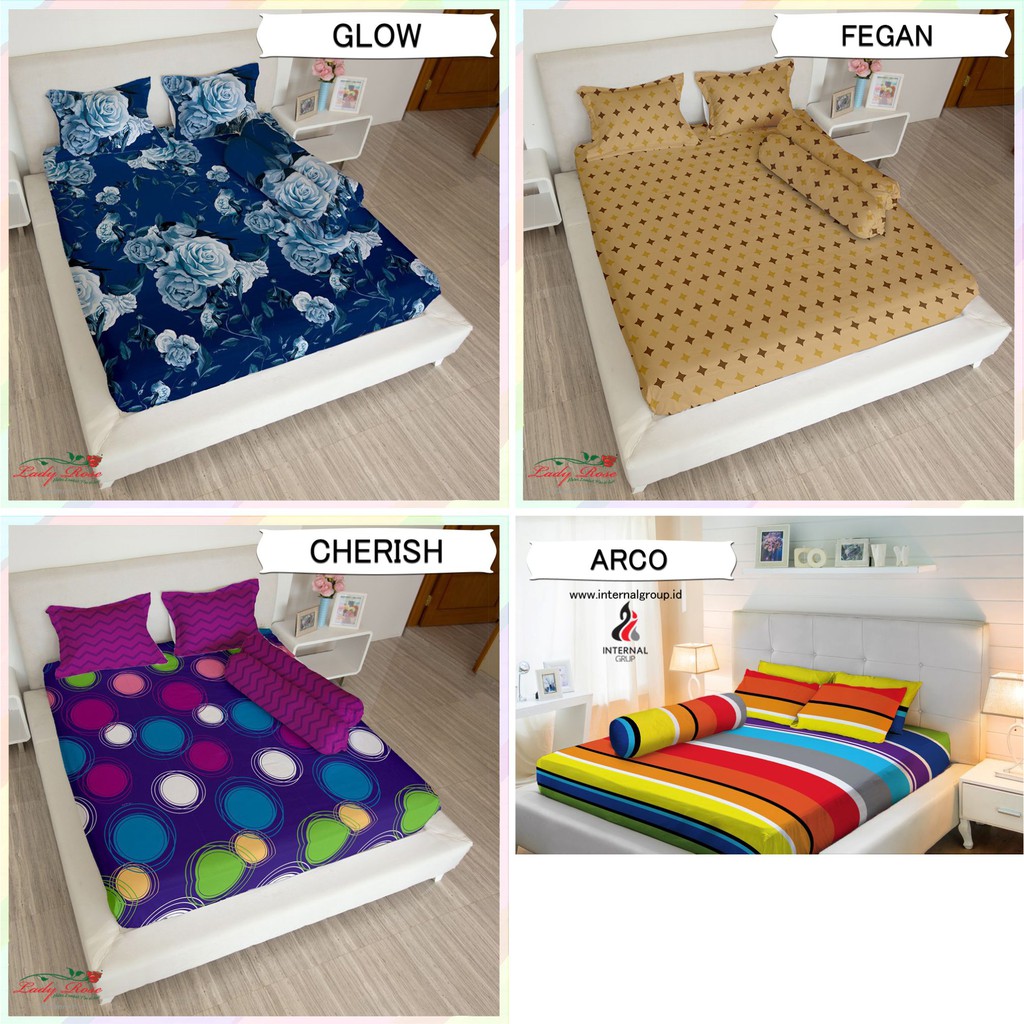 Sprei Set MOTIF (2) Queen Size 160x200x20cm Lady Rose Banyak PILIHAN !!!