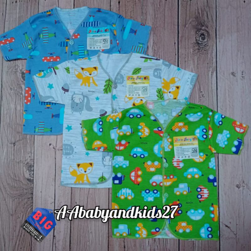 PRODUK TERBARU!!!AIRIN/LITTLE SMART 3PC Baju Bayi Lengan Pendek FullPrint Warna Usia Newborn 0-6bulan SNI-5