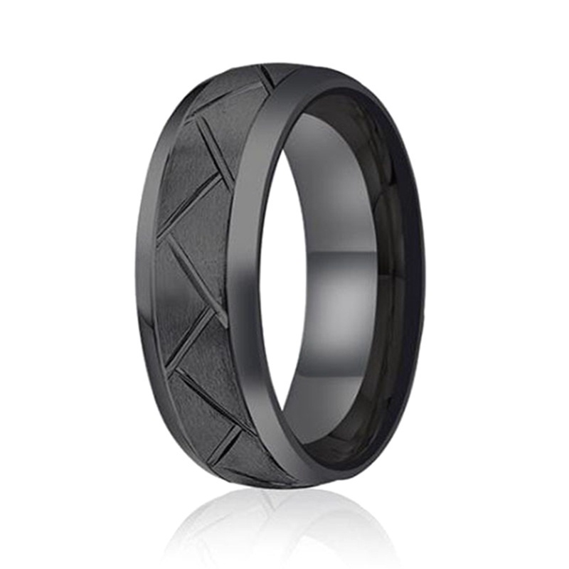 New High Quality Engraving Car Tyre Men's Ring Black Silver Color Titanium Steel Punk Biker Ring For Men Gift Jewelry