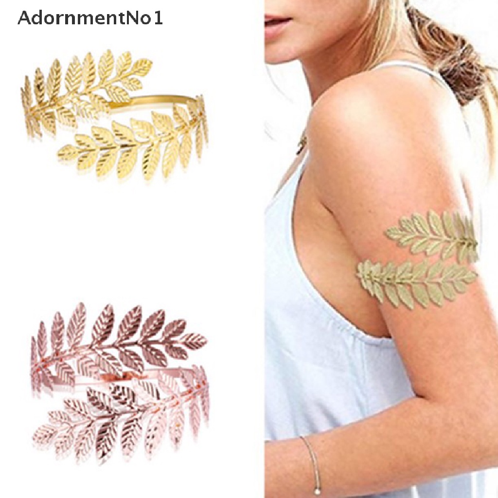 (AdornmentNo1) Gelang Lengan Atas Desain Daun Bahan Metal Gaya Yunani / Romawi Untuk Wanita