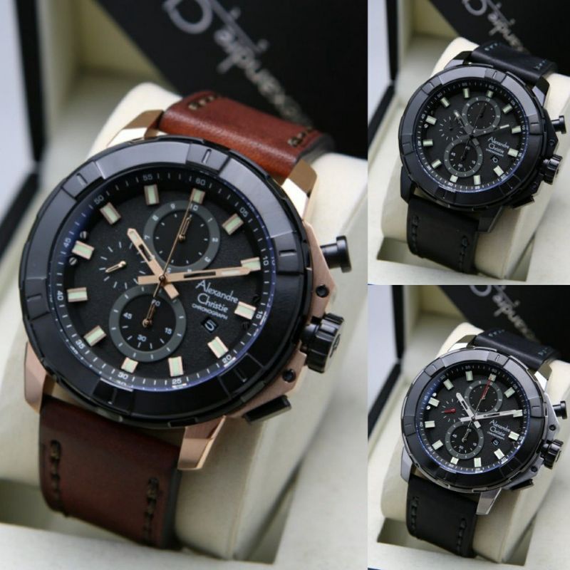 JAM TANGAN PRIA ALEXANDRE CHRISTIE AC 6588 / AC6588 LEATHER ORIGINAL