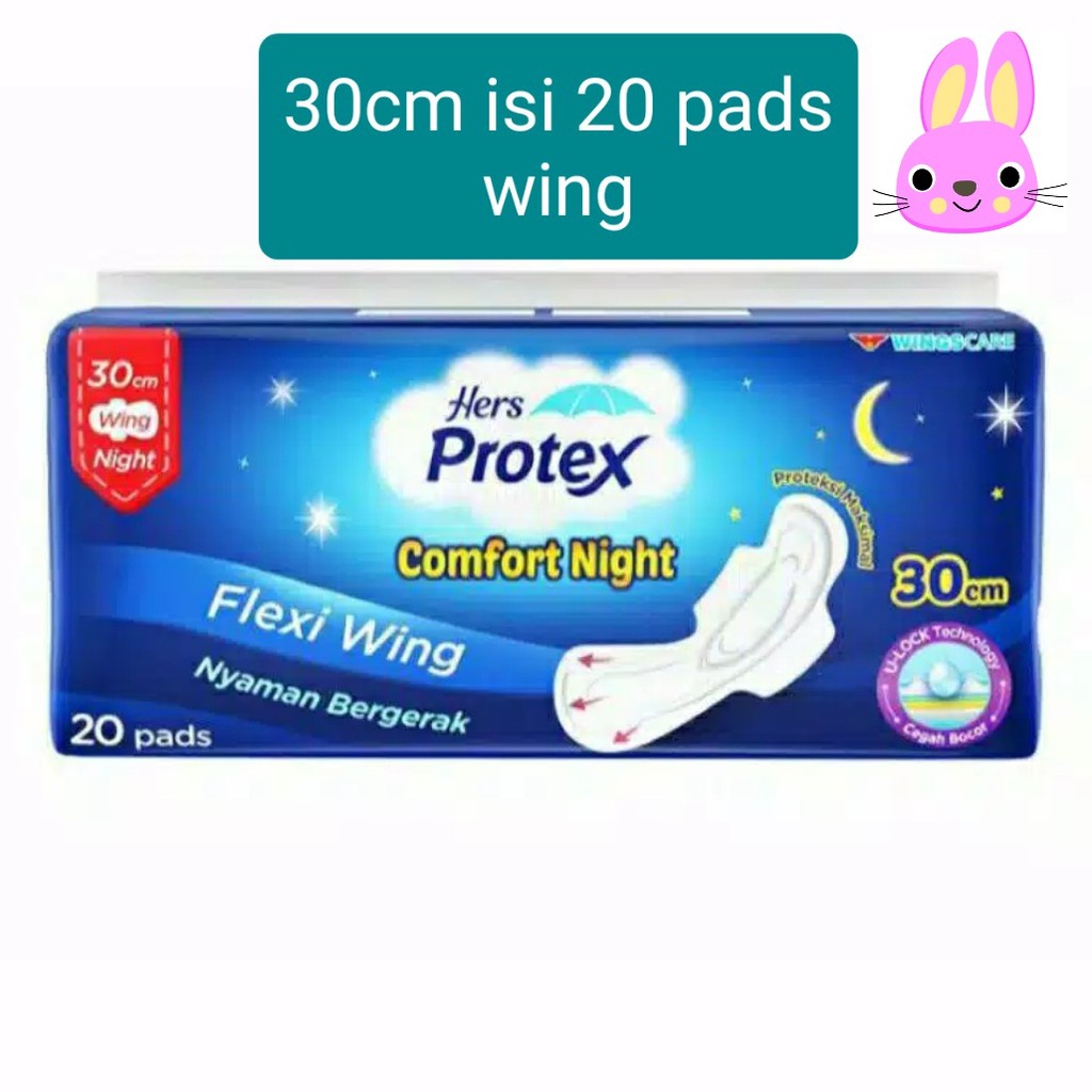 PROTEX hers comfort NIGHT wing 30cm isi 20 pads Flexi Wing pembalut wanita (no.207)