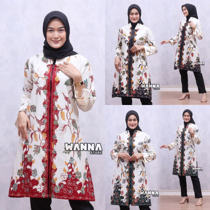 GROSIR TUNIK BATIK SALSA ZIPPER MODERN / TUNIK BATIK GARUDAYANA UNGGUL JAYA