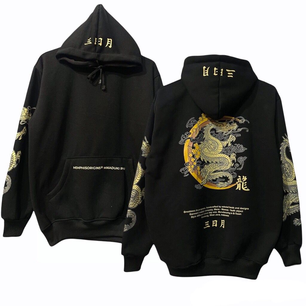 Hoodie Pria Distro Hitam Motif Naga / Sweater Pria Motif Dragon / Hoodie memphis dragon / Jaket hood