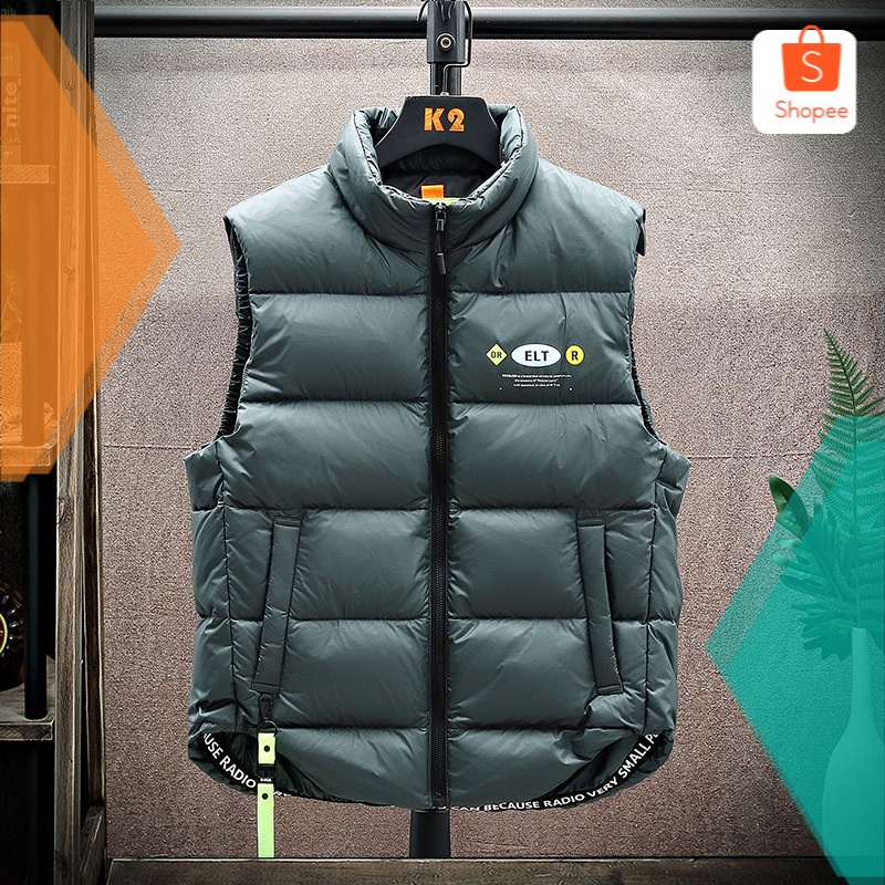 Rompi Man 2021  Rompi  Korea Trendi Pemuda Bebek Putih Bawah Plus Beludru Penebalan Rompi Mantel