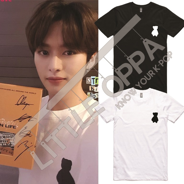 BAJU KAOS KPOP IDOL FASHION STRAY KIDS LEE KNOW AQO BEAR T-SHIRT