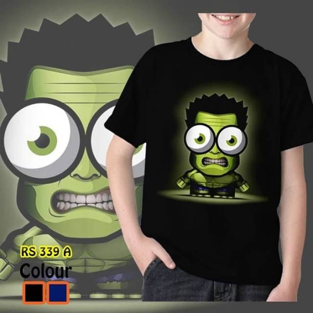 Kaos Baju Anak Hulk Green Avengers Tshirt Superhero Karakter Cowok Rhymes Import