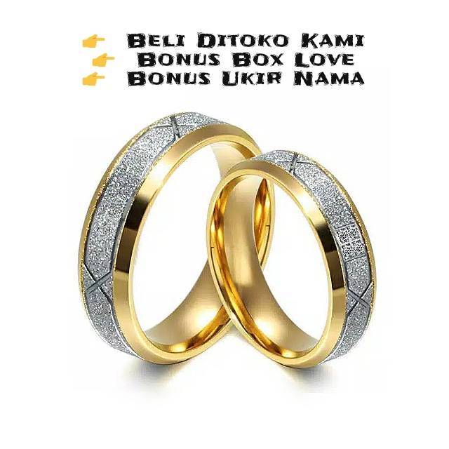 Cincin Couple Nikah Tunangan Emas Silver Ukir Nama