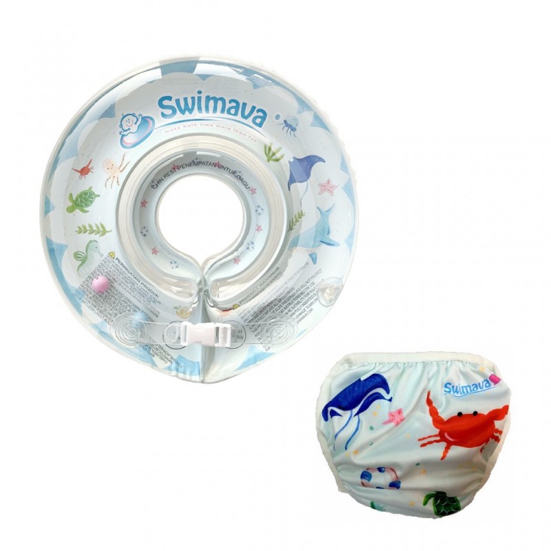 Swimava - Deluxe Set OCEAN LIFE (Neck Ring+Swim Diaper)