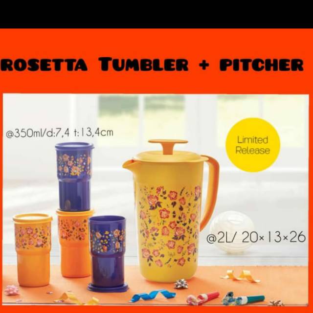 Rosetta tumbler +pitcher