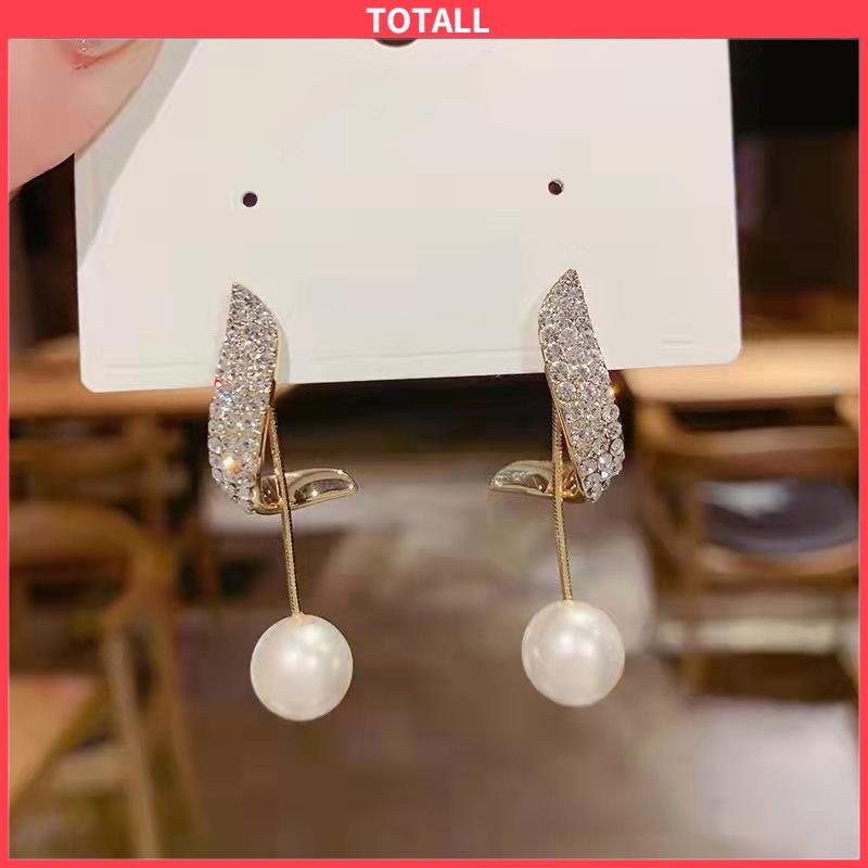 COD Anting Mutiara Berlian Elegan Anting Fashion Sederhana-Totall