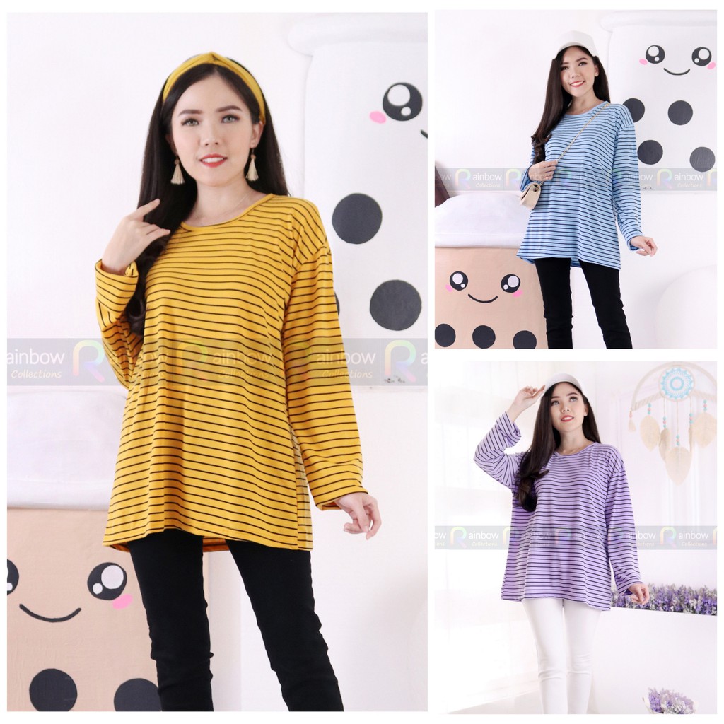 Atasan Wanita Stevia Top /Stevy / Stevi / Kaos Salur Warna / Ukuran JUMBO XXL/ BIG SIZE SW 18