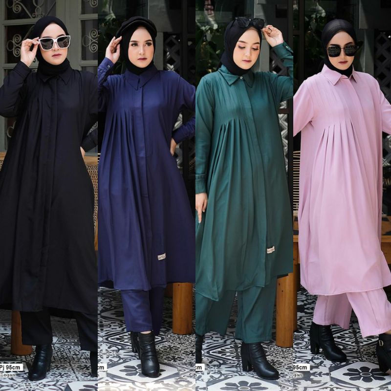 SYAKILA ONE SET HIJAB SISTERS | BAJU SETELAN JUMBO PREMIUM PLAIN MOTIF POLOS FASHION MUSLIM CANTIK