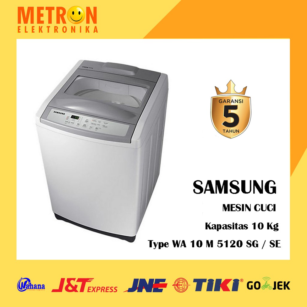 SAMSUNG WA 10 M 5120 SG / SE / MESIN CUCI FULL AUTO 10 KG / TOP LOADING / WA10M5120SGSE