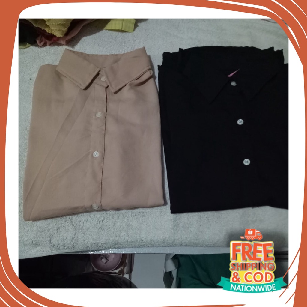Plisket Jins Dnim MEkar biru merah hitam kuning hijau putih abu /  Baju atasan blouse motif polos le