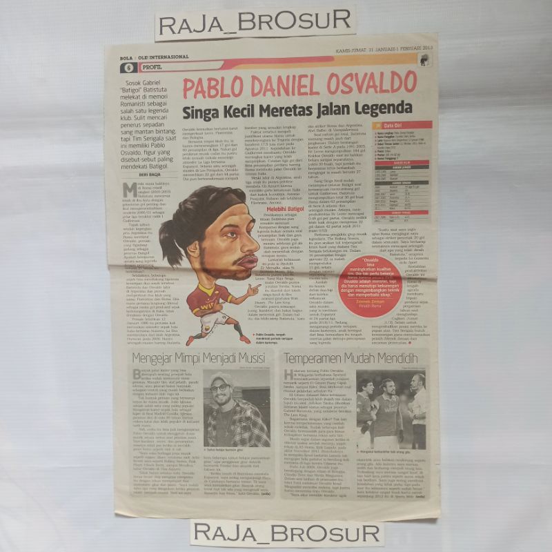 Rubrik koran bola karikatur Pablo Daniel Osvaldo AS Roma