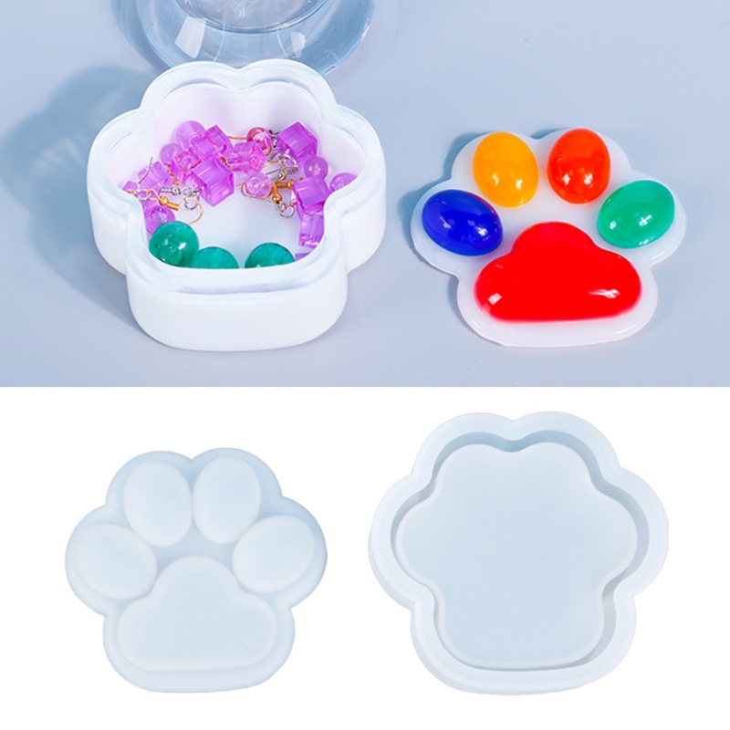 SIY  1 Set Cat Paw Storage Box Crystal Epoxy Resin Mold Jewelry Container DIY Tools