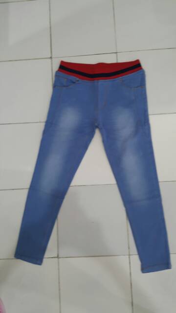 Celana Jeans Pinggang Karet Jumbo Wanita / Celana Jeans Polos / Celana Jeans Model Terbaru