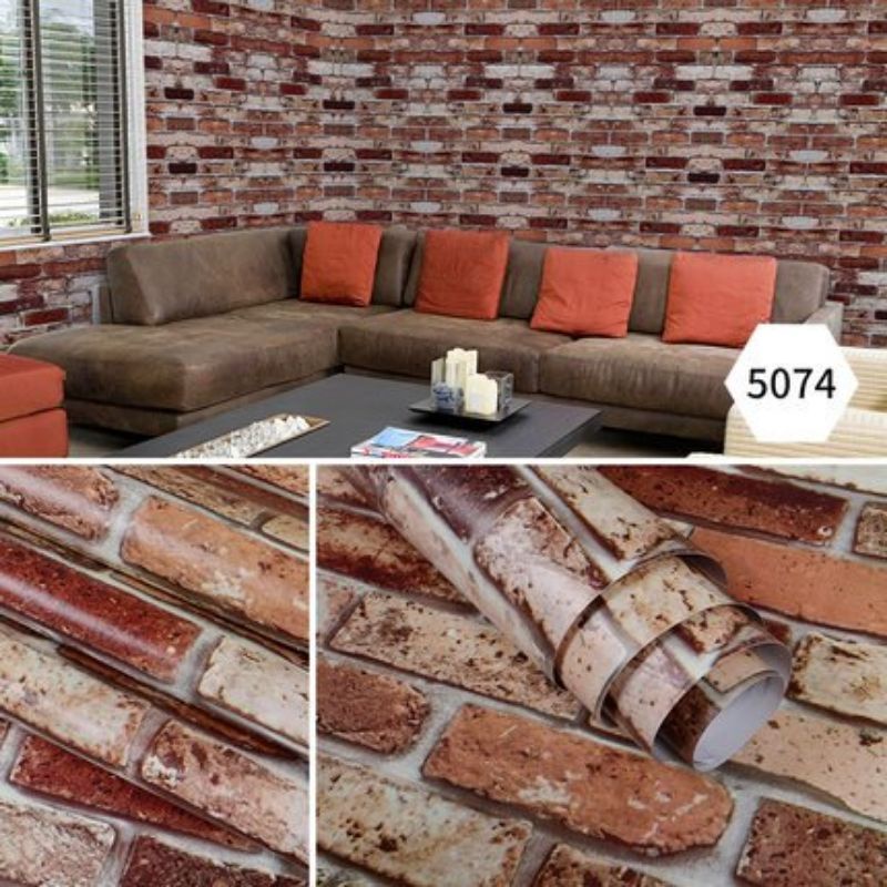 Wallpaper Dinding Batu Bata Coklat Tua Sticker Dekorasi Kamar Dan Ruang