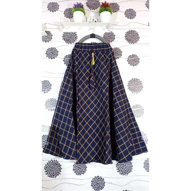 ROK FLANEL IMPORT PANJANG/ROK TARTAN/ROK KOTAK PAYUNG-C