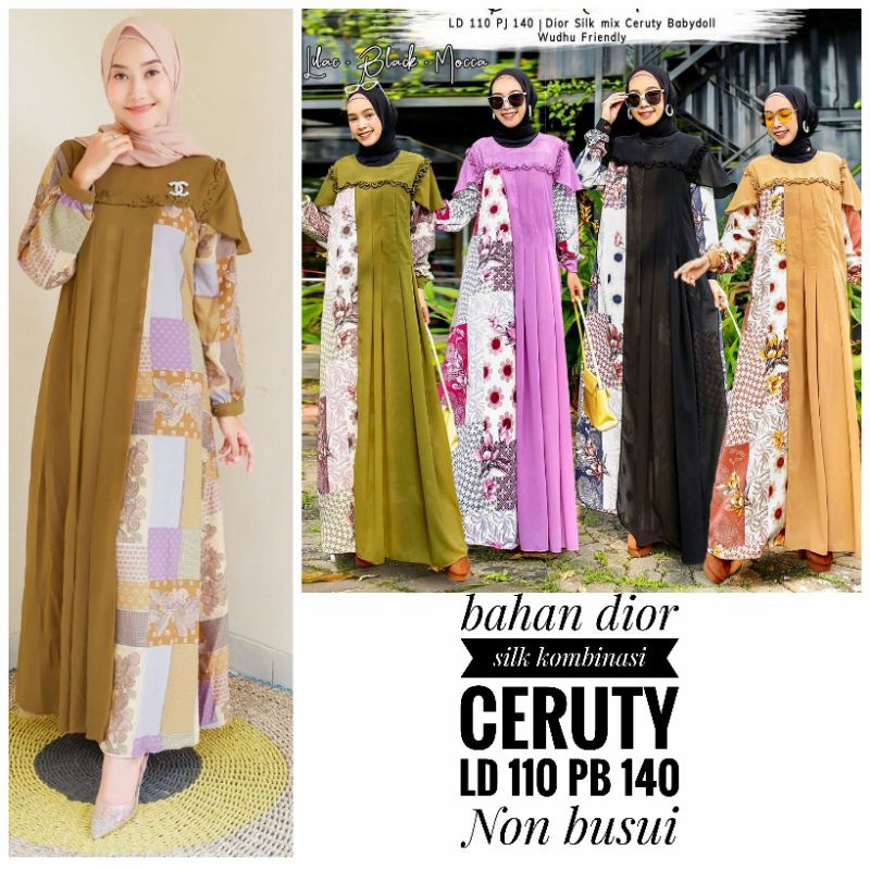 REALPICT GAMIS CERUTY BABYDOLL RENDA LILAC/ PURPLE /UNGU LAVENDE GAMIS JUMBO LEBARAN CERUTY SUSUN