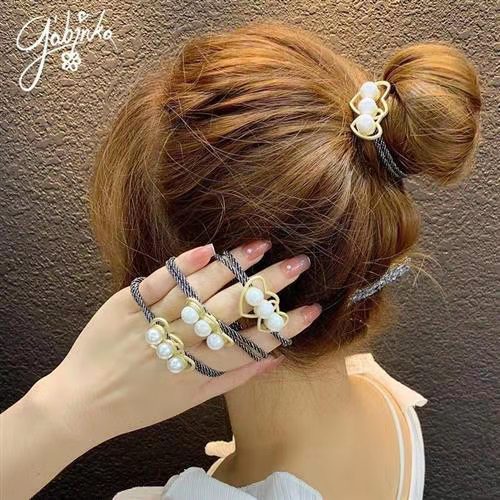 (Hello Girl)F118 Ikat Rambut Wanita Mutiara Besar Gaya Korea Import