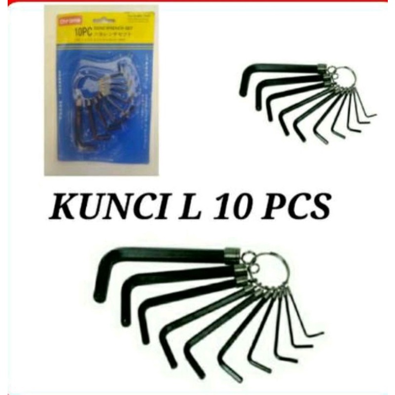 KUNCI L PENDEK  SET 10 PCS - KUNCI L MURAH BAGUS