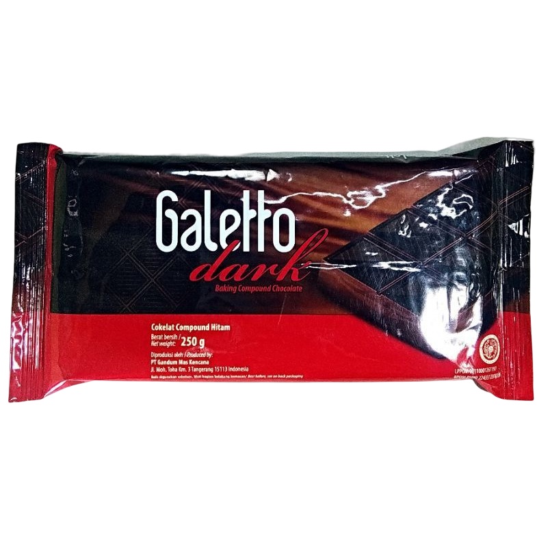 

Galetto Dark 250gr Baking Compound Chocolate - Cokelat Compound Hitam