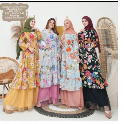 Kode 18 gamis motif bunga busui/gamis umbrella motif/gamis motif bunga super/gamis bunga mawar