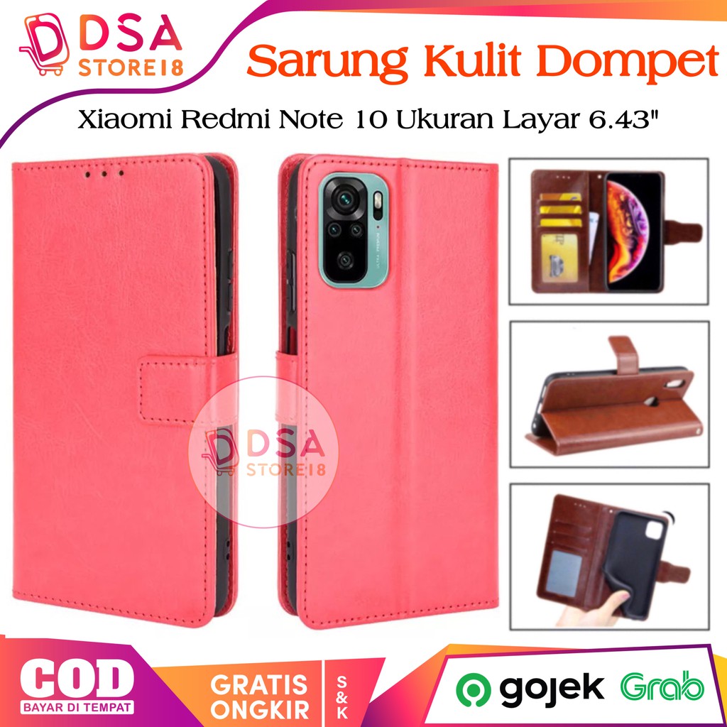 Case Redmi Note 10 / Casing Redmi Note 10S / Leather Case Flip Cover Wallet Dompet Hp Casing Kulit