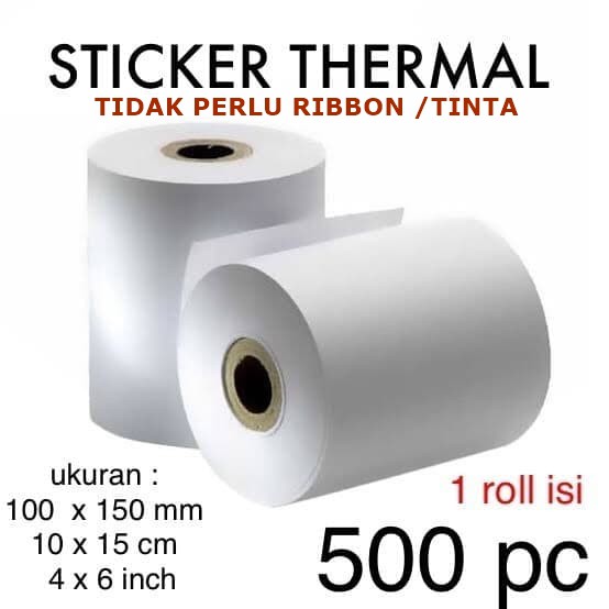 

PREMIUM 500 LEMBAR LABEL BARCODE 100 X 150 mm KERTAS STICKER THERMAL 10 x 15cm