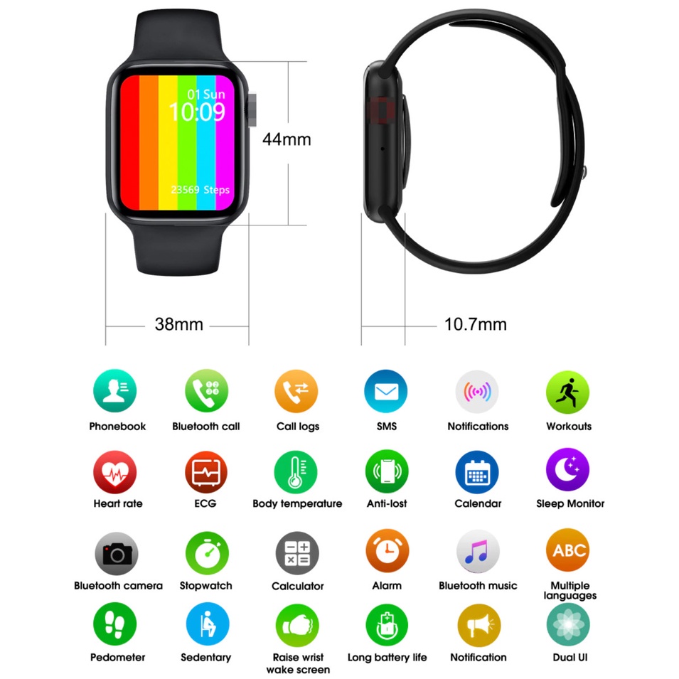 DENNOS W26+ Pro Plus SmartWatch Chipset MTK2502D, 1.75 inch IPS LCD, 180mAh Battery APP Hiwatch