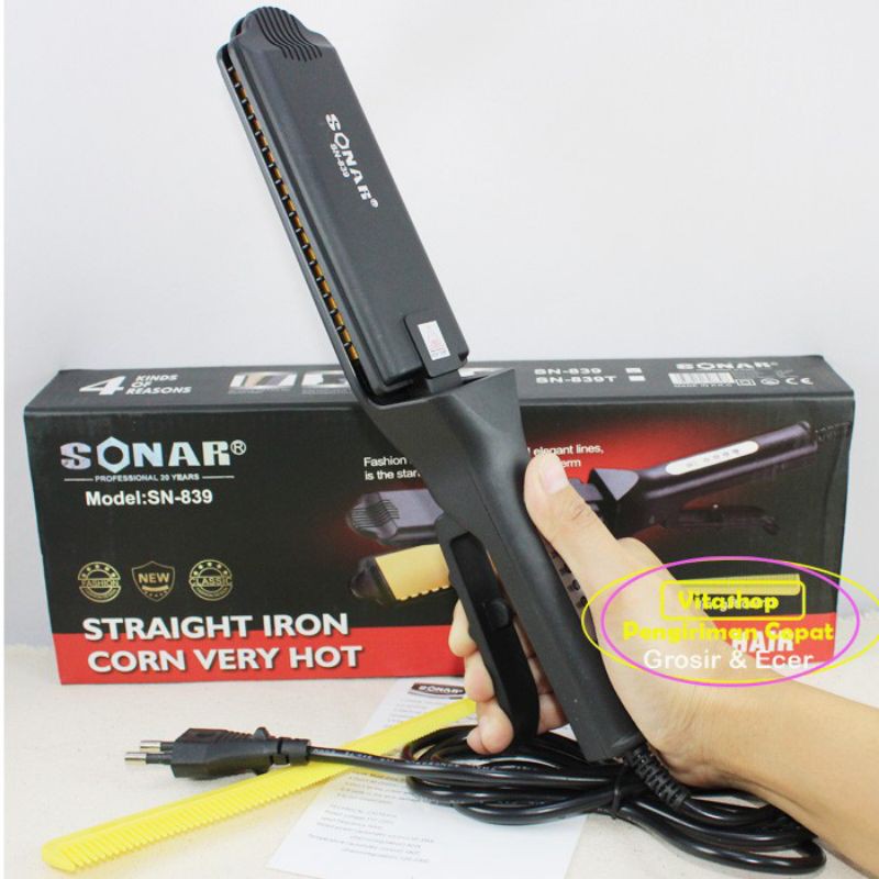 Catokan Rambut SONAR SN-839 Alat Pelurus Rambut Temperatur Suhu Plat Lebar Original