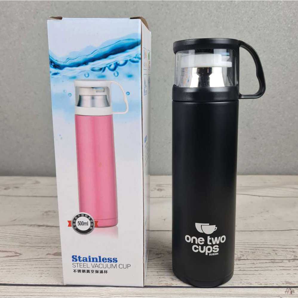 Botol Minum Thermos with Cup Head 500ml / Botol Air Minum Pamas Dan Dingin Stainlis Stainless Steel Tahan Panas Unik / Botol Termos Thermos Hot And Cool Panas Dingin Air Panas Tahan Lama Anak / Termos Thermos Air Panas Pencet Stainless Murah Original