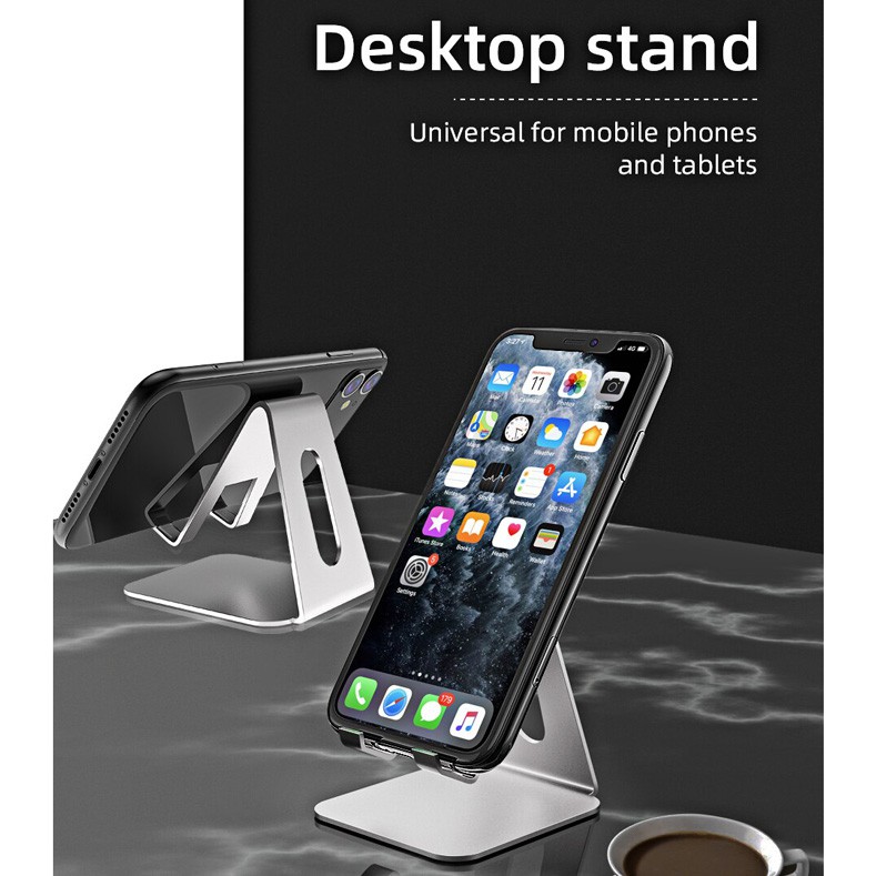 ACCEZZ Smartphone Tablet Stand Holder Bahan Aluminium - S3 - Silver