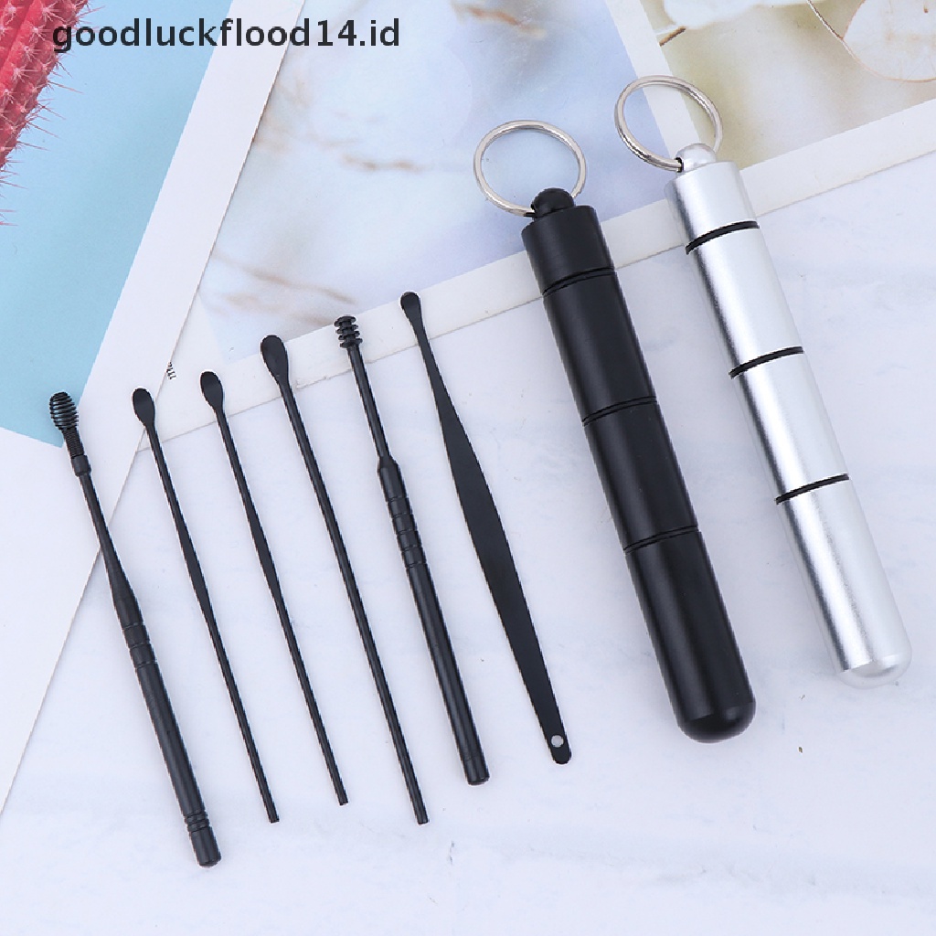 [OOID] 6Pcs Portable Ear Cleaner Set Ear Wax Remover Ear Curette Earpick Cleaning Tool ID