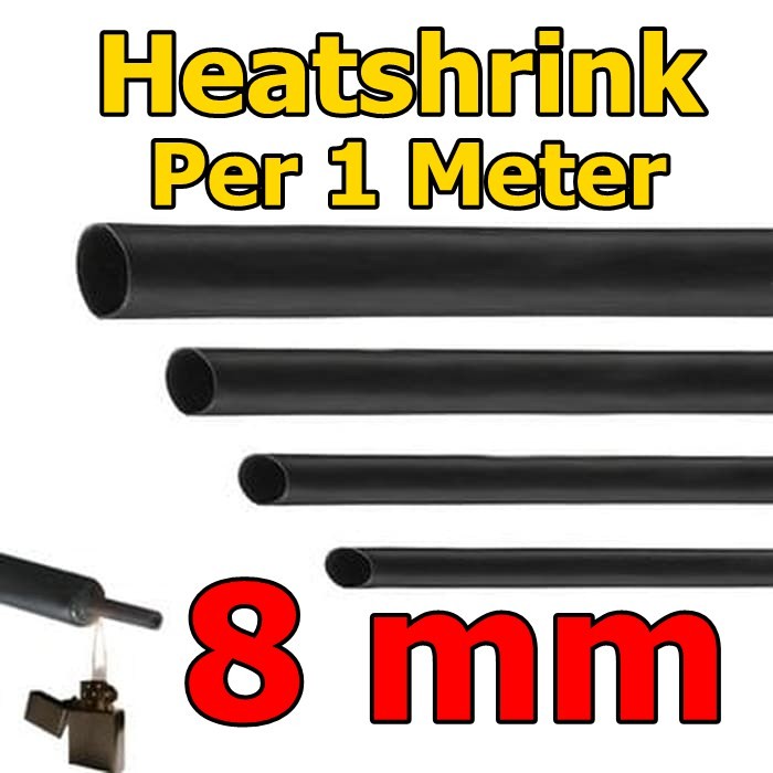 Heatshrink Selang Bakar 8mm 1Meter 1M Selongsong ciut Pembalut Kabel