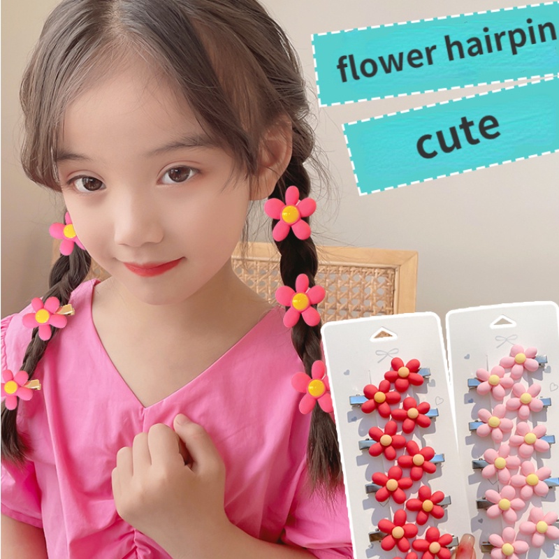 10pcs / Set Jepit Rambut Bentuk Bunga Kecil Untuk Anak Perempuan